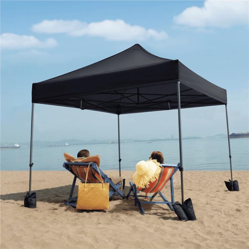 Renwick 10x10ft Commercial Pop Up Canopy Tent with Wheeled Carry Bag, Black - Image 3