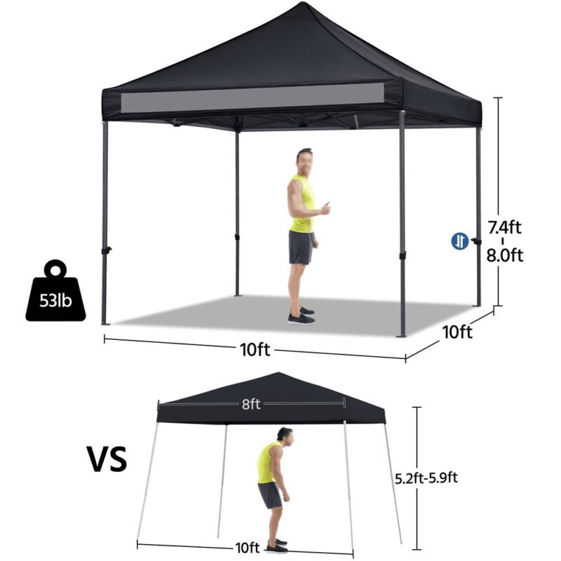 Renwick 10x10ft Commercial Pop Up Canopy Tent with Wheeled Carry Bag, Black - Image 9