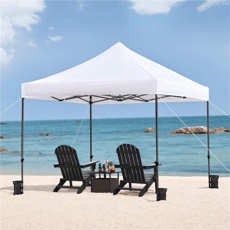 Renwick 10x10ft Heavy Duty Canopy Tent with Wheeled Carry Bag, White - Image 8