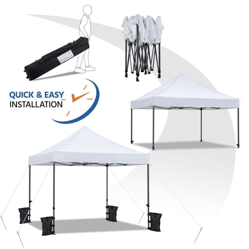 Renwick 10x10ft Heavy Duty Canopy Tent with Wheeled Carry Bag, White - Image 9