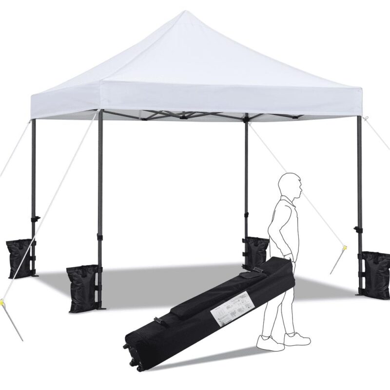 Renwick 10x10ft Heavy Duty Canopy Tent with Wheeled Carry Bag, White