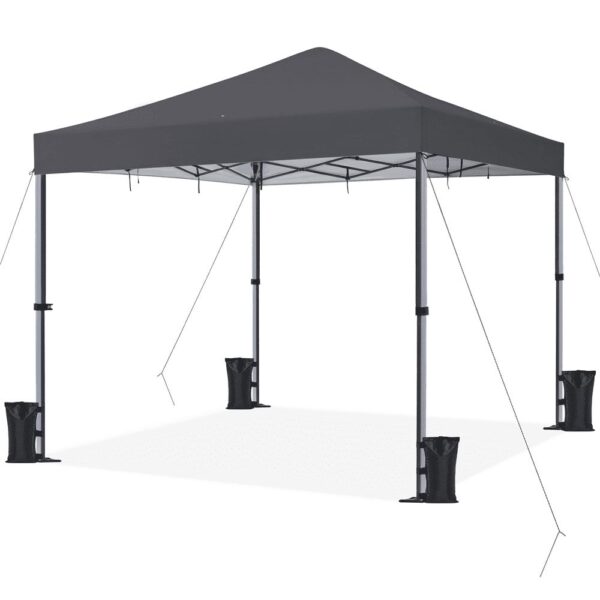 Renwick 12x12 Ft Instant Pop Up Canopy with One Push To Lock Setup Mechanism, Dark Gray