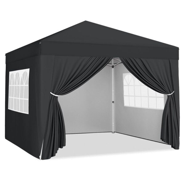 Renwick 12x12 Ft Pop Up Canopy Tent with 4 Sidewalls, Black