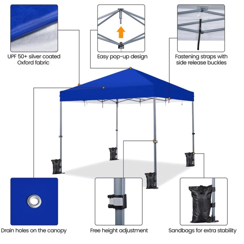 Renwick 12x12ft Pop-up Canopy Tent, Blue - Image 5