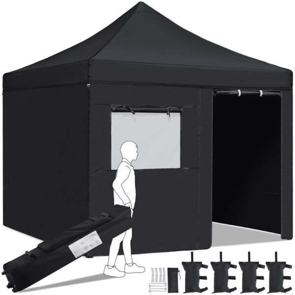Renwick Outdoor 10x10 ft Pop Up Commercial Canopy Tent, Black