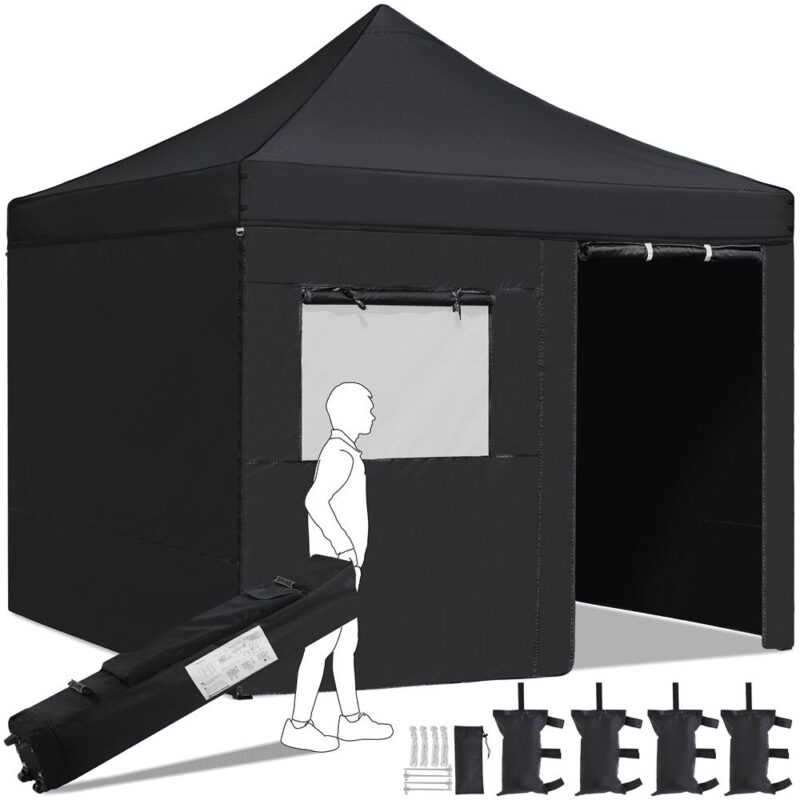 Renwick Outdoor 10x10 ft Pop Up Commercial Canopy Tent, Black
