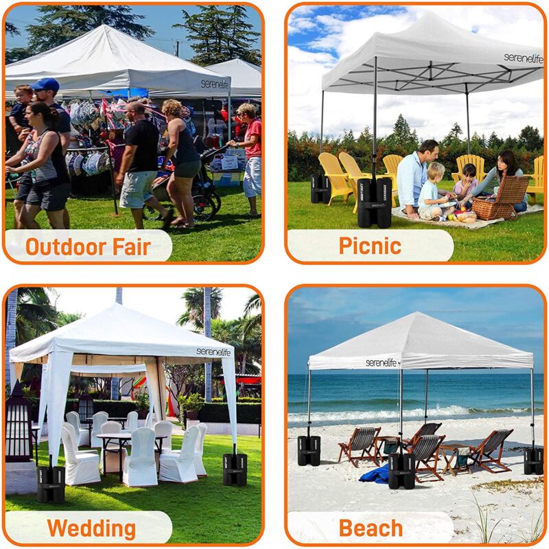 SereneLife 10x10 Commercial Instant Shelter Foldable/Collapsible Sunshade Canopy Pop Up Tent White - Image 9