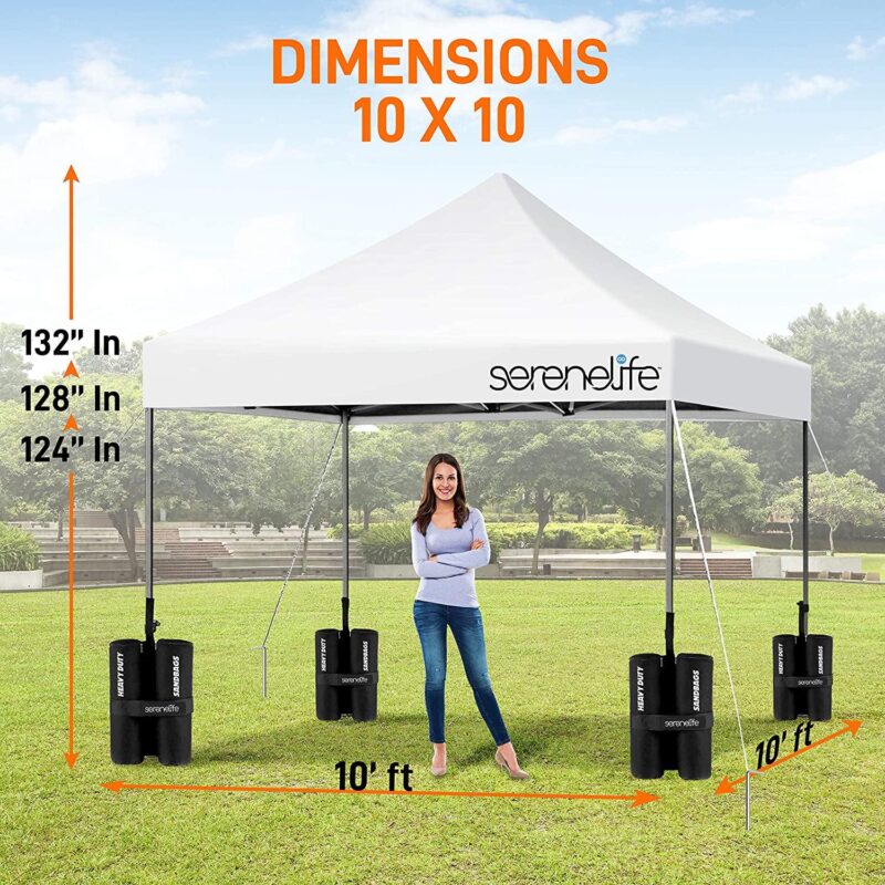 SereneLife 10x10 Commercial Instant Shelter Foldable/Collapsible Sunshade Canopy Pop Up Tent White - Image 6