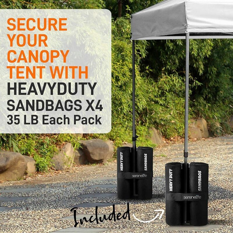 SereneLife 10x15 Commercial Instant Shelter Foldable/Collapsible Sunshade Canopy Pop Up Tent, White - Image 4