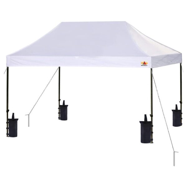 SereneLife 10x15 Commercial Instant Shelter Foldable/Collapsible Sunshade Canopy Pop Up Tent, White