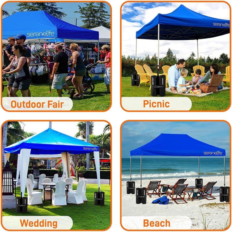 SereneLife 10x15 Instant Shelter Foldable/Collapsible Sunshade Canopy Pop up Tent (Navy Blue) - Image 4