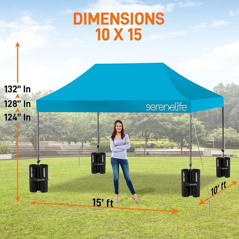 SereneLife Pop Commercial Instant Shelter-Waterproof Polyester Tent W/ Bag, 10 x 15 ft. (Sky Blue) - Image 3