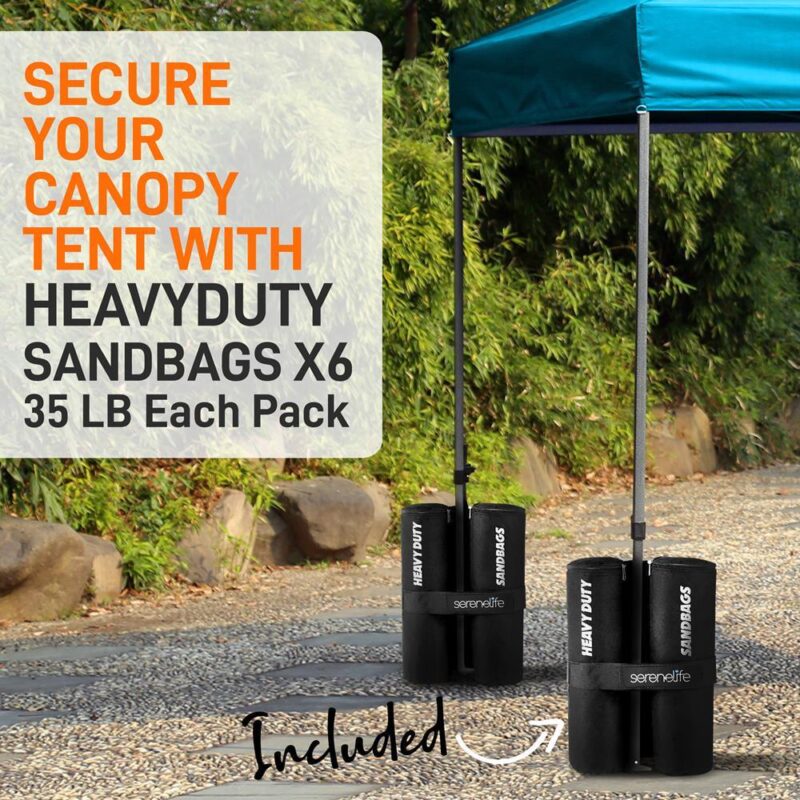 SereneLife Pop Commercial Instant Shelter-Waterproof Polyester Tent W/ Wheeled Sandbag, (Sky Blue) - Image 8