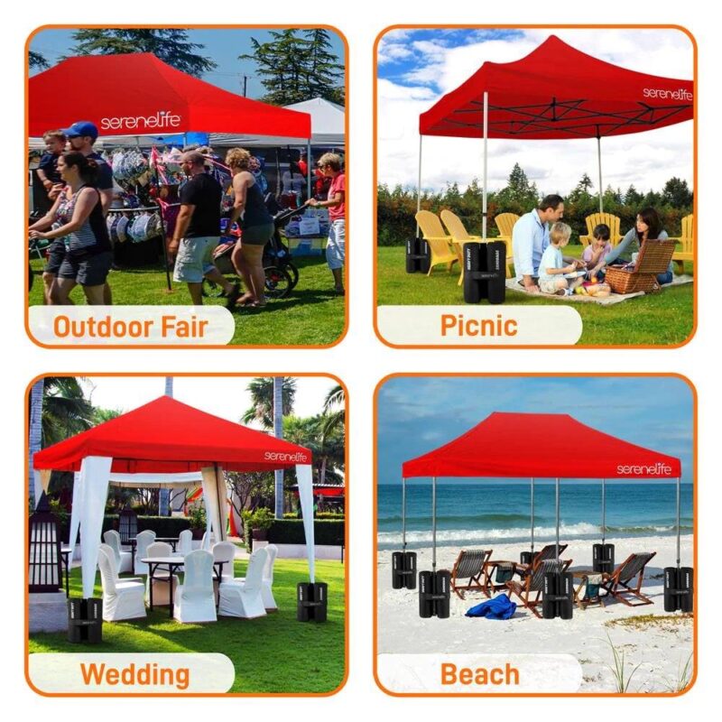 SereneLife Pop Up Tent Commercial Instant Shelter - Waterproof Polyester Tent with Portable Wheeled Carry Bag and Sand Bag, 10 x 20 ft. (Red) - Image 5