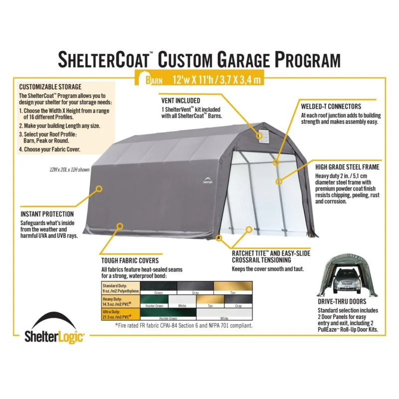 ShelterCoat 12 x 28 ft. Garage Barn Gray STD - Image 5