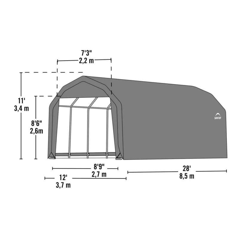 ShelterCoat 12 x 28 ft. Garage Barn Gray STD - Image 4