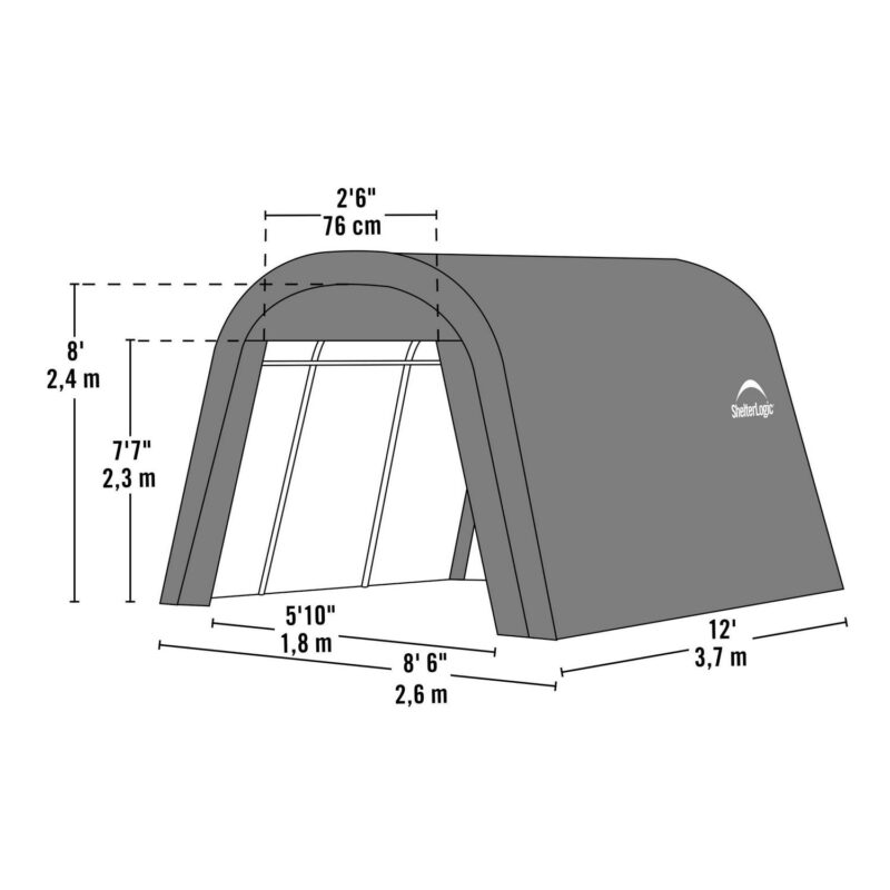 ShelterCoat 8 x 12 ft. Wind and Snow Rated Garage Round Gray STD - Image 3