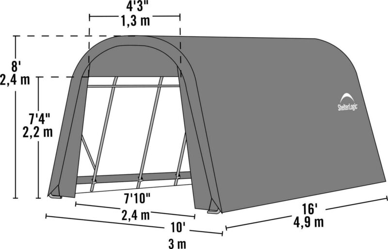 ShelterCoat 8 x 16 ft. Wind and Snow Rated Garage Round Green STD - Image 3