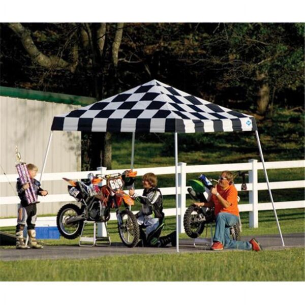 ShelterLogic 10x10 SL Pop-up Canopy Checkered Flag Cover Black Roller Bag