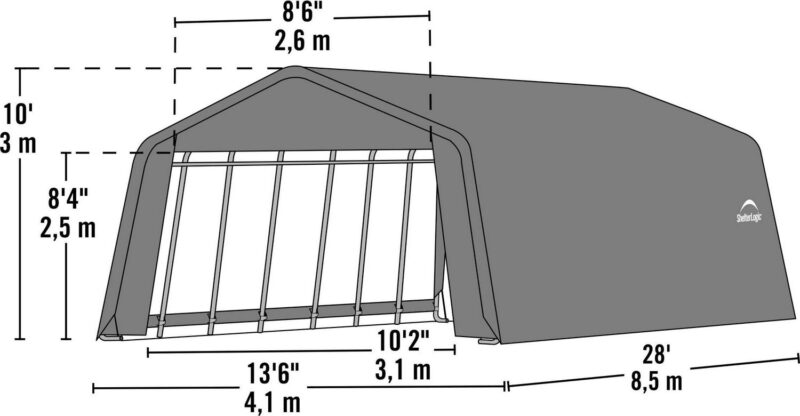 ShelterLogic 13' x 28' x 10' Green Carport - Image 3