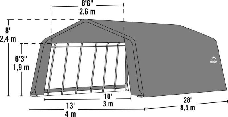 ShelterLogic 76432 12x28x8 Peak Style Shelter- Grey Cover - Image 3