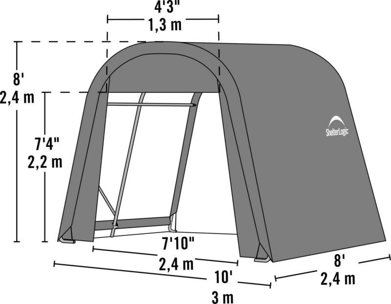 ShelterLogic 77803 Grey 10 x8 x8 Round Style Shelter - Image 4