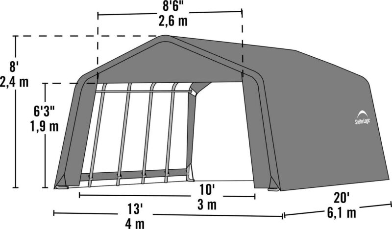 ShelterLogic Outdoor Garage Vehicle Storage Shed (8 ft H x 12 ft W x 20 ft L) - Image 3