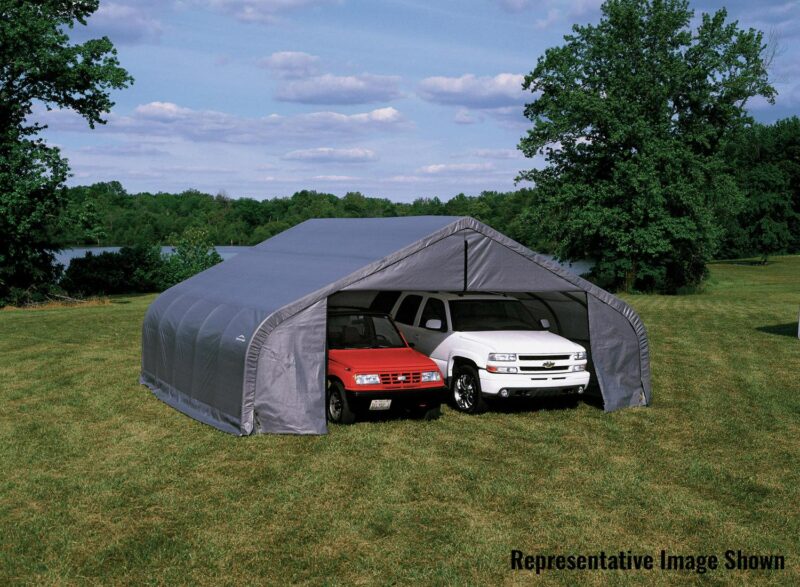 ShelterLogic Peak Style Shelter 22' x 28' x12' Gray Carport - Image 2