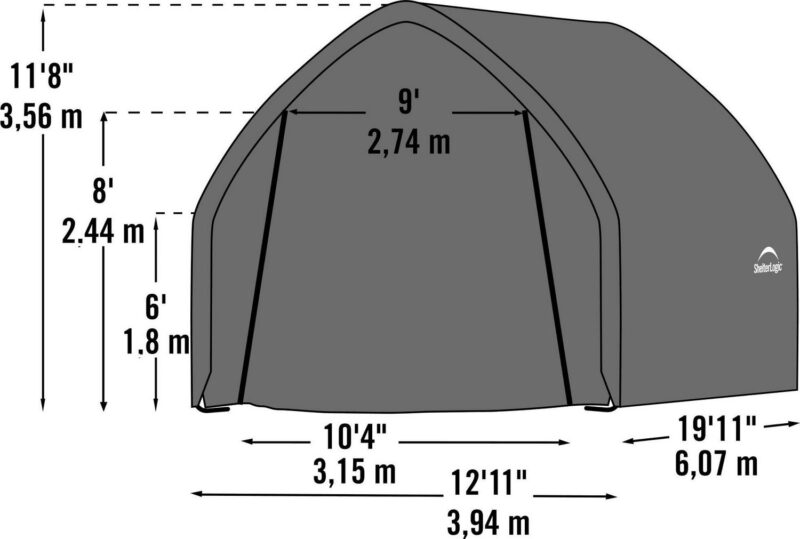 ShelterLogic Steel Garage-in-a-Box, 13 x 20 x 12 ft, Gray, Peak Style - Image 2