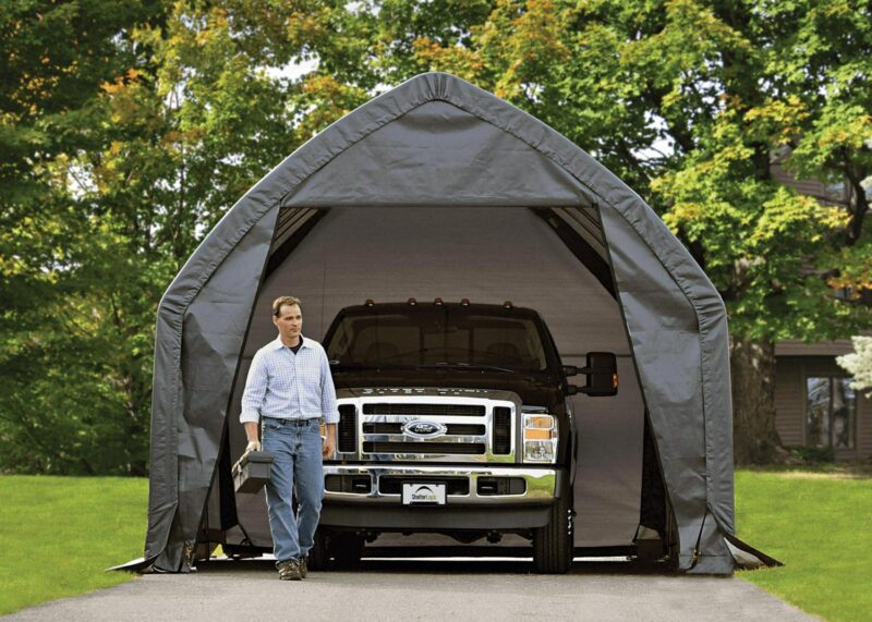 ShelterLogic Steel Garage-in-a-Box, 13 x 20 x 12 ft, Gray, Peak Style - Image 3
