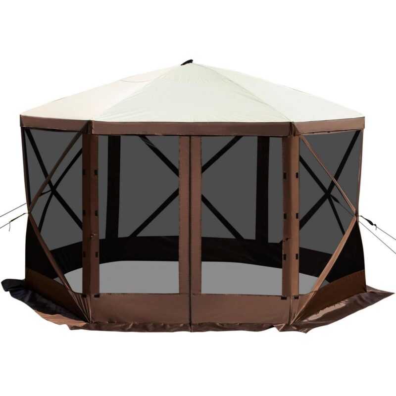 Skyshalo 12x12 ft Brown Pop up Outdoor Canopies, Waterproof