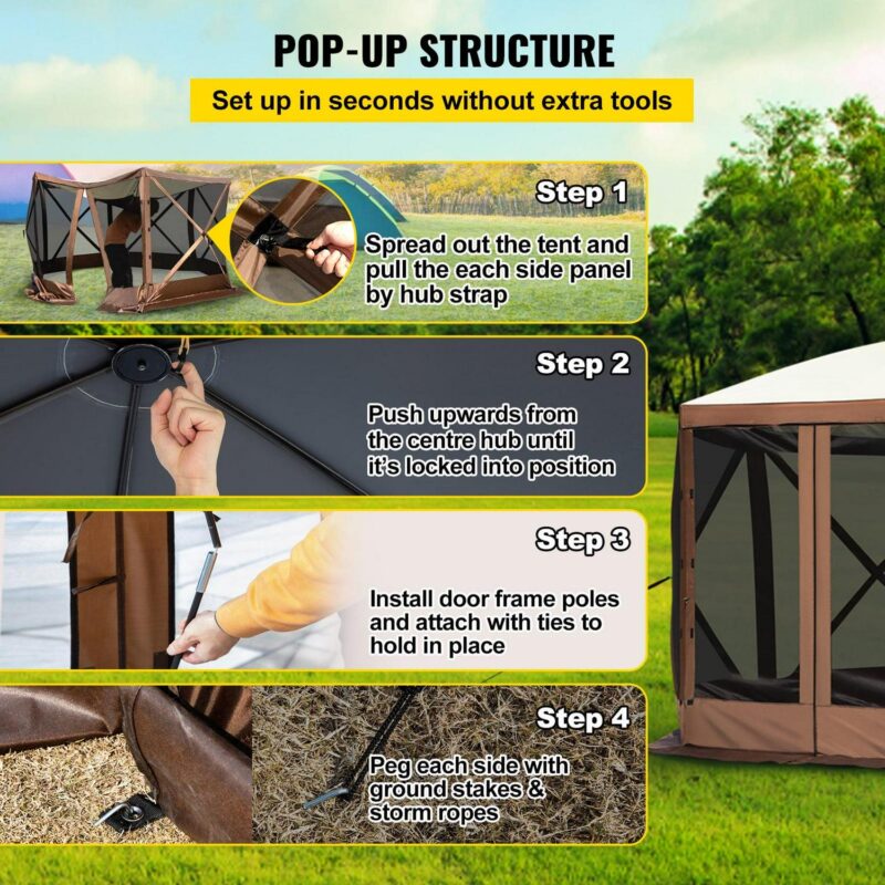 Skyshalo 12x12 ft Brown Pop up Outdoor Canopies, Waterproof - Image 4
