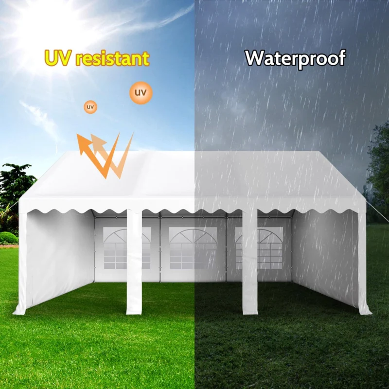 Summit Living 16' X 20' Outdoor Party Tent Heavy Duty Event Canopy Tents with 6 Removable Sidewalls White - Image 8