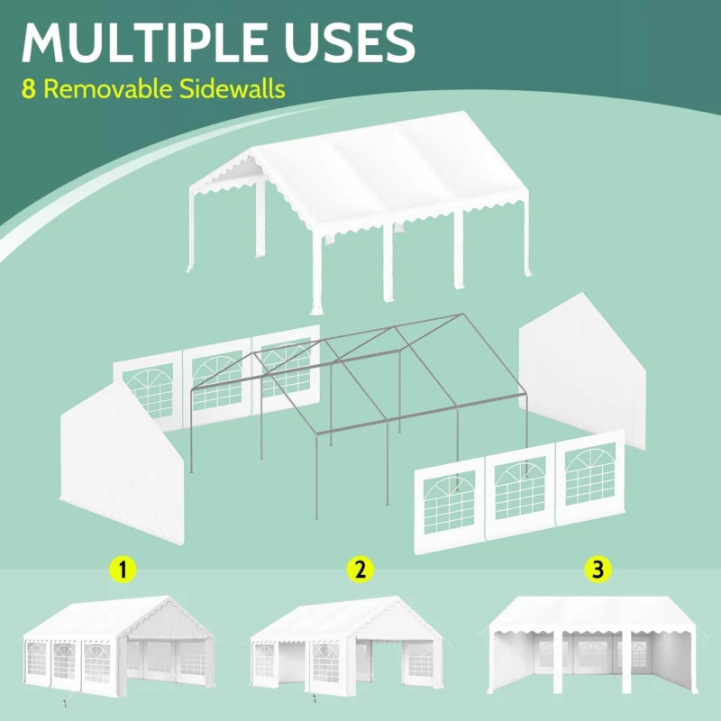 Summit Living 16' X 20' Outdoor Party Tent Heavy Duty Event Canopy Tents with 6 Removable Sidewalls White - Image 6
