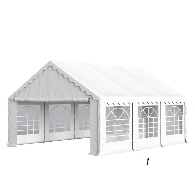Summit Living 16' X 20' Outdoor Party Tent Heavy Duty Event Canopy Tents with 6 Removable Sidewalls White - Image 3