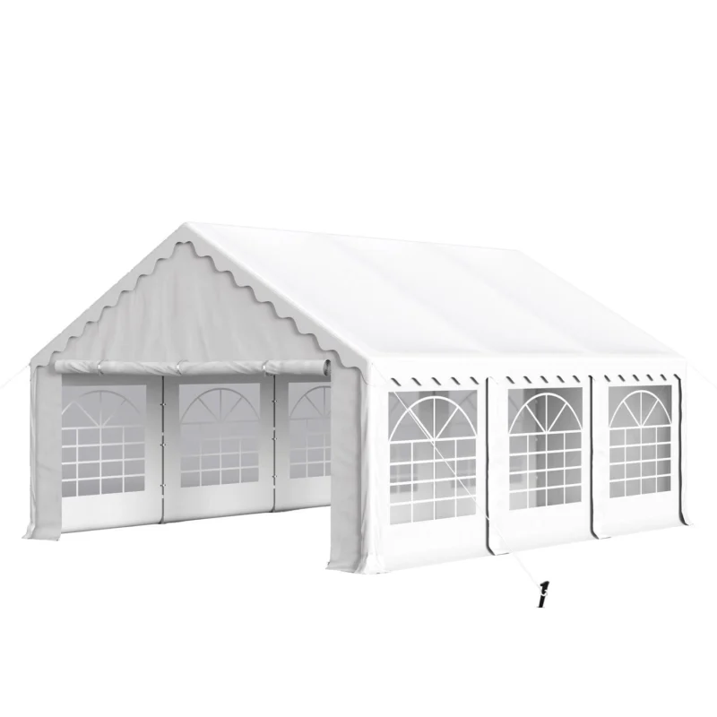Summit Living 16' X 20' Outdoor Party Tent Heavy Duty Event Canopy Tents with 6 Removable Sidewalls White - Image 3