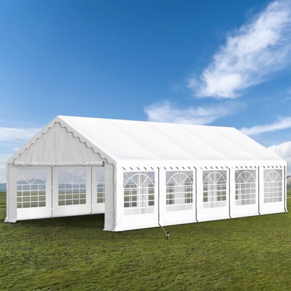 Summit Living 16a x 32a Party Tent with 10 Removable Sidewalls Outdoor Event Canopy Tents for Outside - White