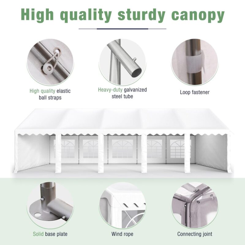 Summit Living 16a x 32a Party Tent with 10 Removable Sidewalls Outdoor Event Canopy Tents for Outside - White - Image 7