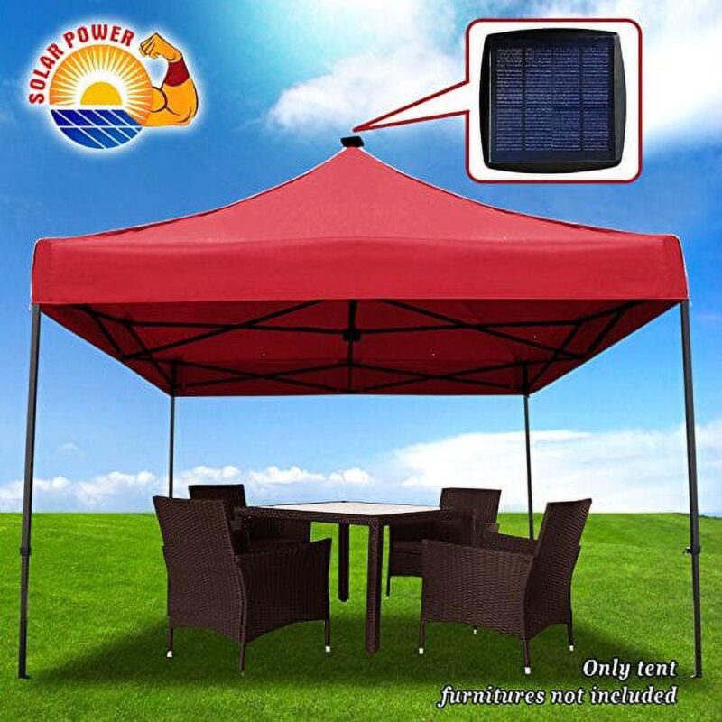 Sunny 10'X10' Instant Canopy Pop Up Tent with Solar LED Lighting Shelter Shade w Bag (Burgundy) - Image 4