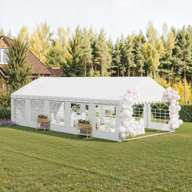 Uforic 16x32FT Party Tent Heavy Duty with Removable Sidewalls and 3 Storage Bags, Commercial Wedding Large Tent, Upgraded Galvanized Ripple Canopy,Waterproof, White - Image 8