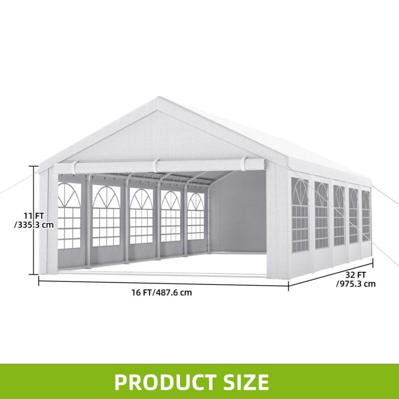 Uforic 16x32FT Party Tent Heavy Duty with Removable Sidewalls and 3 Storage Bags, Commercial Wedding Large Tent, Upgraded Galvanized Canopy,Waterproof, White - Image 3