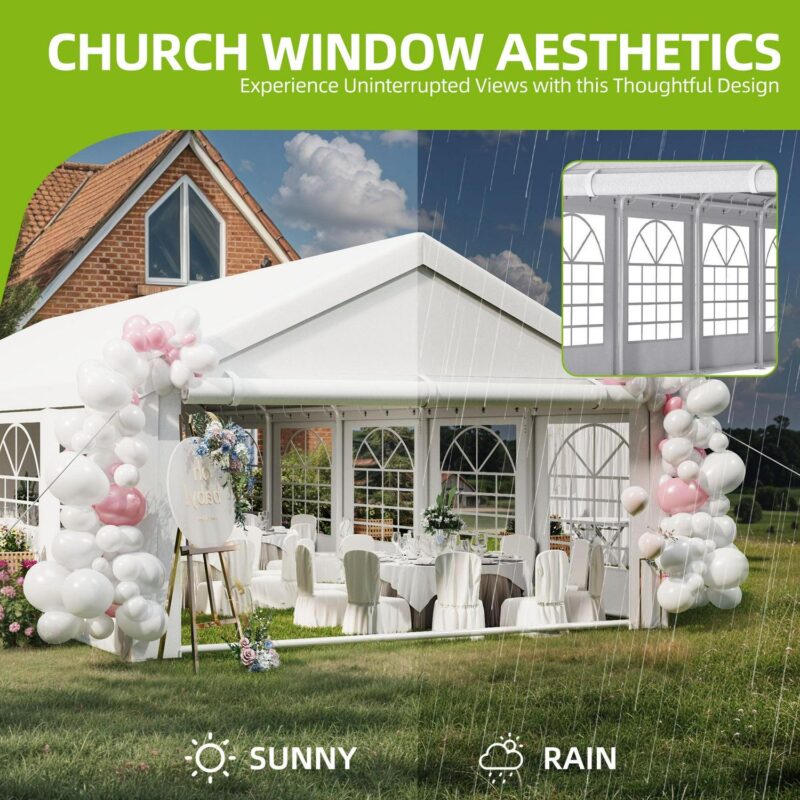 Uforic 16x32FT Party Tent Heavy Duty with Removable Sidewalls and 3 Storage Bags, Commercial Wedding Large Tent, Upgraded Galvanized Canopy,Waterproof, White - Image 4