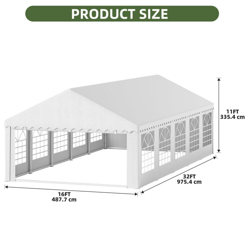 Uforic 16x32FT Party Tent Heavy Duty with Removable Sidewalls and 3 Storage Bags, Commercial Wedding Large Tent, Upgraded Galvanized Ripple Canopy,Waterproof, White - Image 3