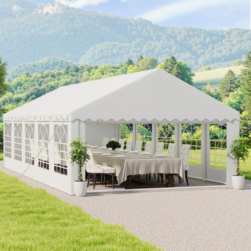 Uforic 16x32FT Party Tent Heavy Duty with Removable Sidewalls and 3 Storage Bags, Commercial Wedding Large Tent, Upgraded Galvanized Ripple Canopy,Waterproof, White - Image 4