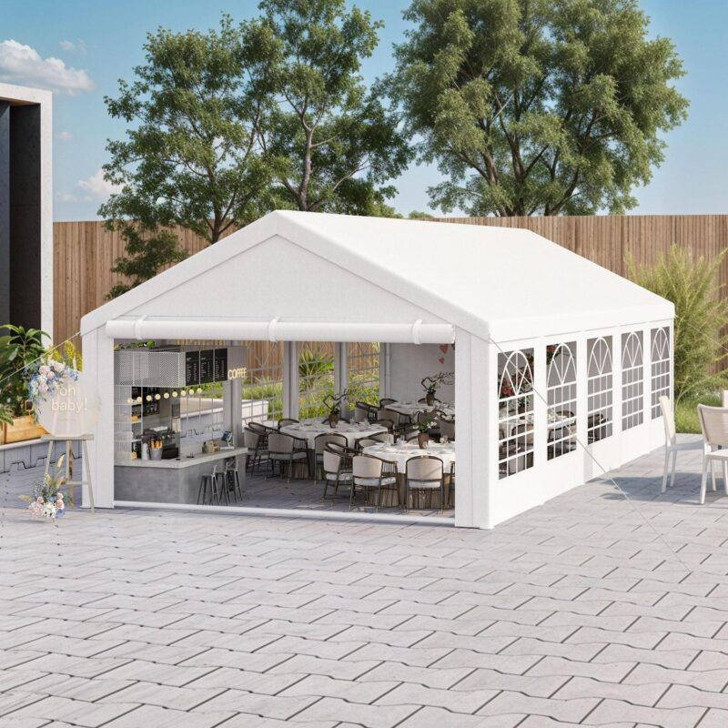 Uforic 16x32FT Party Tent Heavy Duty with Removable Sidewalls and 3 Storage Bags, Commercial Wedding Large Tent, Upgraded Galvanized Canopy,Waterproof, White - Image 8