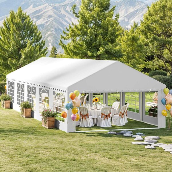 Uforic 16x32FT Party Tent Heavy Duty with Removable Sidewalls and 3 Storage Bags, Commercial Wedding Large Tent, Upgraded Galvanized Ripple Canopy,Waterproof, White