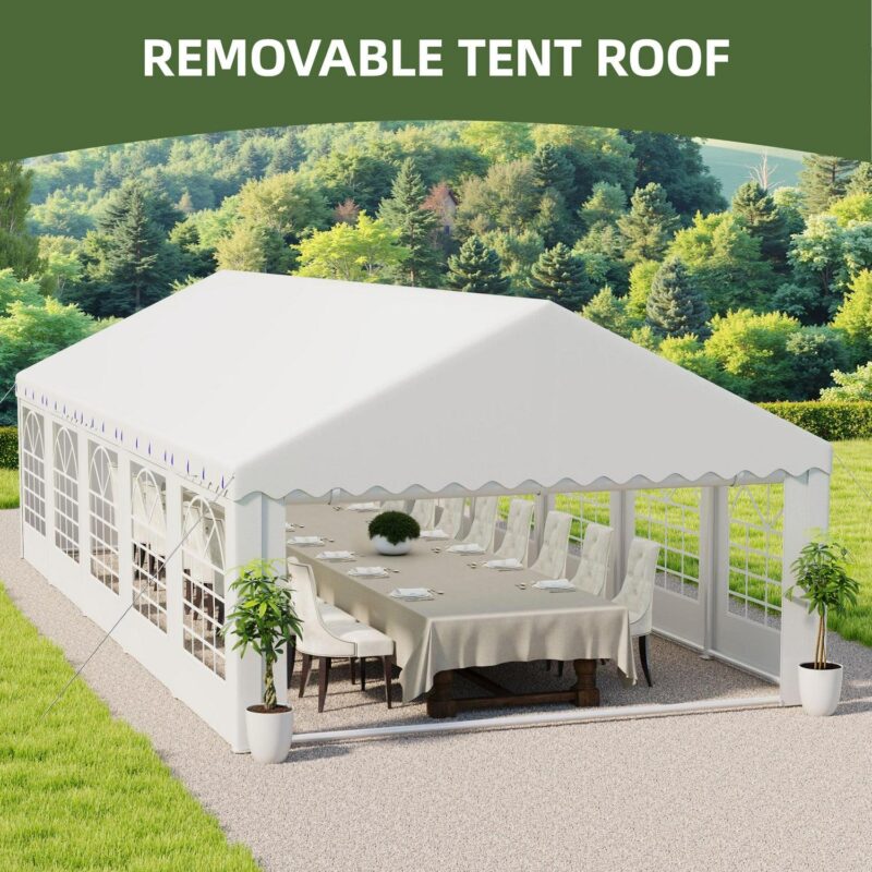 Uforic 16x32FT Party Tent Heavy Duty with Removable Sidewalls and 3 Storage Bags, Commercial Wedding Large Tent, Upgraded Galvanized Ripple Canopy,Waterproof, White - Image 6