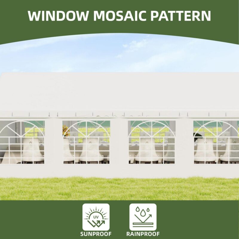 Uforic 16x32FT Party Tent Heavy Duty with Removable Sidewalls and 3 Storage Bags, Commercial Wedding Large Tent, Upgraded Galvanized Ripple Canopy,Waterproof, White - Image 7