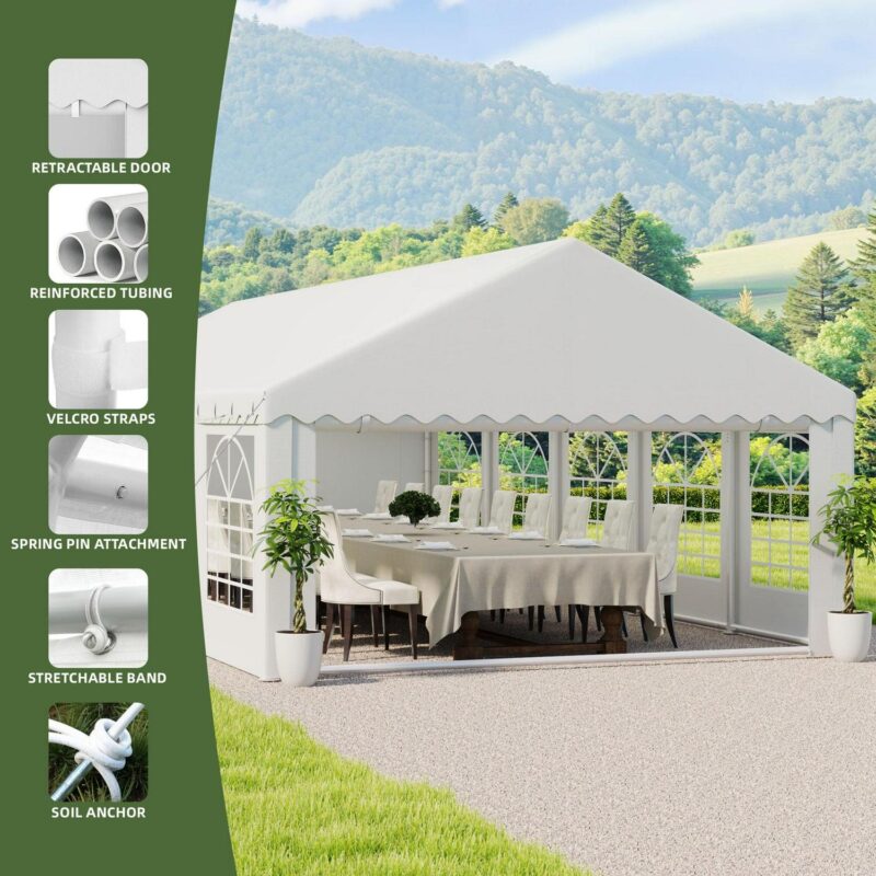 Uforic 16x32FT Party Tent Heavy Duty with Removable Sidewalls and 3 Storage Bags, Commercial Wedding Large Tent, Upgraded Galvanized Ripple Canopy,Waterproof, White - Image 5