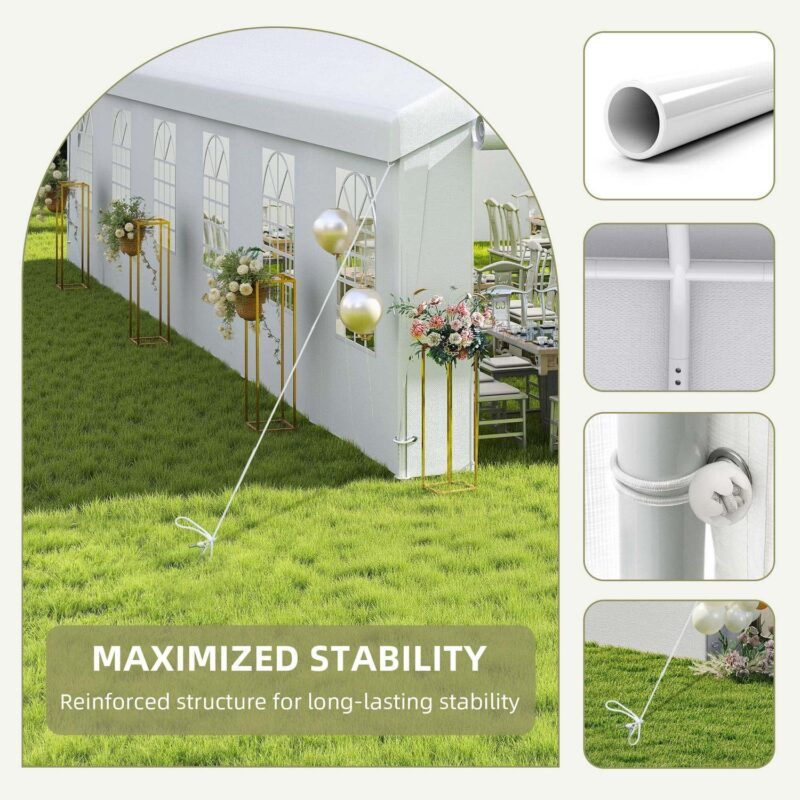 Uforic 20x40 ft Heavy Duty Outdoor Canopy Large Party Tent with Removable Sidewalls and 600D Oxford Bags,Waterproof, White - Image 6